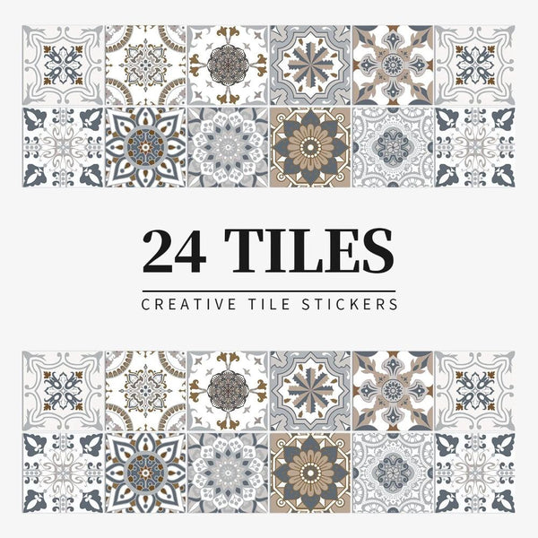 Wallpaper Rolls & Sheets Wallpaper Brown Gray 20Cm X 24 Pieces Modern Retro Style Pvc Tile Stickers