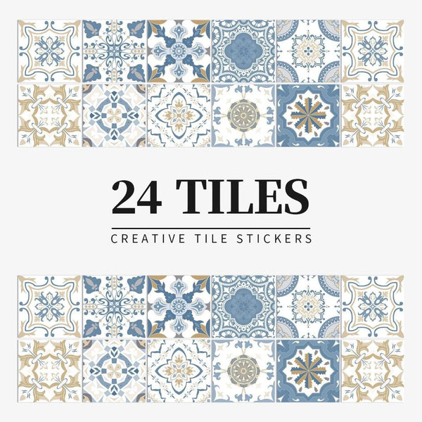 Wallpaper Rolls & Sheets Wallpaper Blue Beige 15 Centimetre X 24 Pcs Modern Retro Style Pvc Tile Stickers Waterproof Self Adhesive Decor