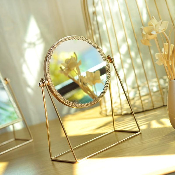 Golden Makeup Mirror Home Decor Desktop Table