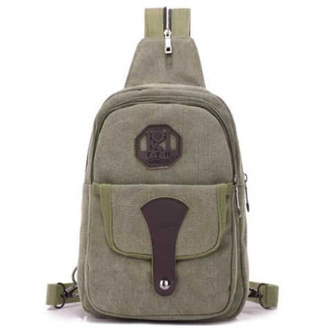 Bags Man Retro Durable Canvas Crossbody Bag Detachable Zipper Shoulder Strap Chest Pack Army Green