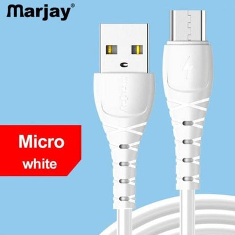 Type C Micro Usb 2.4A Fast Data Charging Cable For Samsung Huawei Xiaomi Note 10 White 50Cm