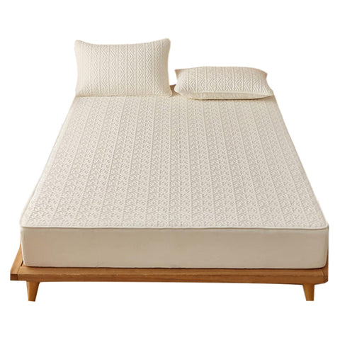 Mattress Toppers & Protectors Mattress Cover Beige Double Size Pure Cotton Soft Quilted Anti Bacterial Protector