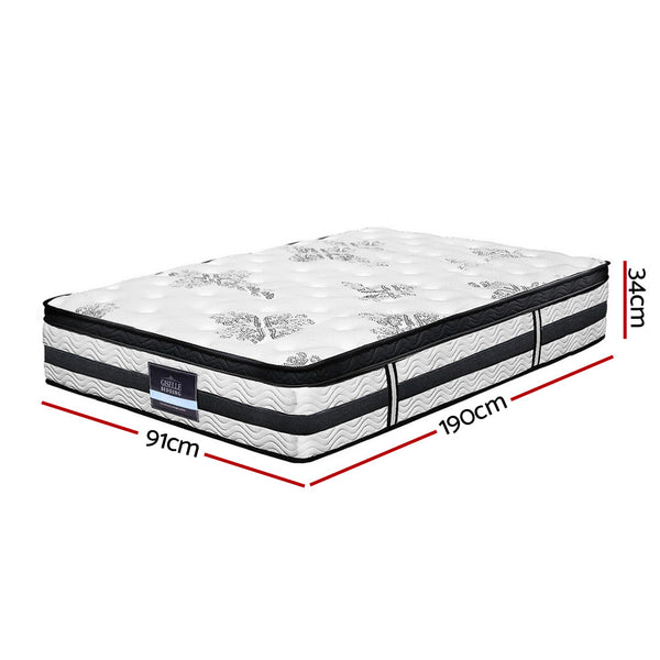 Giselle Bedding Algarve Euro Top Pocket Spring Mattress 34Cm Thick Single