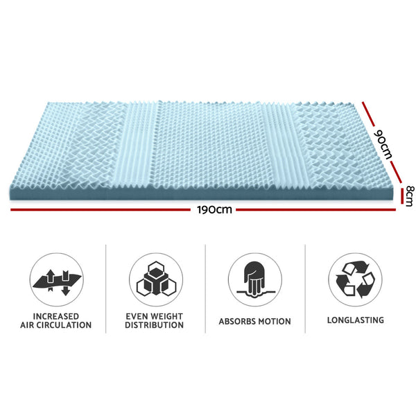 Mattress Toppers & Protectors Giselle Bedding Cool Gel 7 Zone Memory Foam Mattress Topper W/Bamboo Cover 8Cm Single