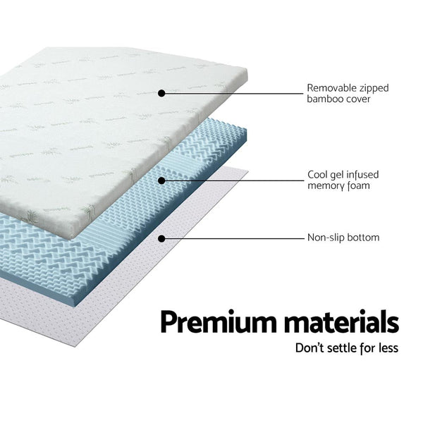 Mattress Toppers & Protectors Giselle Bedding Cool Gel 7 Zone Memory Foam Mattress Topper W/Bamboo Cover 8Cm Single