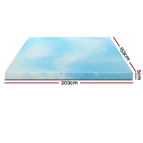 Giselle Cool Gel Memory Foam Topper Mattress Toppers W/ Bamboo Cover 5Cm Queen