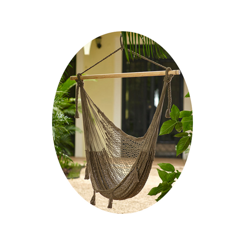 Mayan Legacy Extra Large Outdoor Cotton Mexican Hammock Chair In Cedar Colour