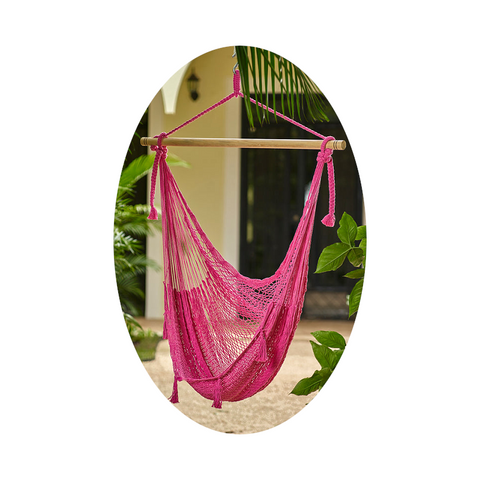 Mayan Legacy Extra Large Outdoor Cotton Mexican Hammock Chair In Pink Colour