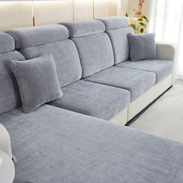 Slipcovers Sofa Cover Dark Gray L Shape Polyester Chenille Thick Stretchable Slipcover