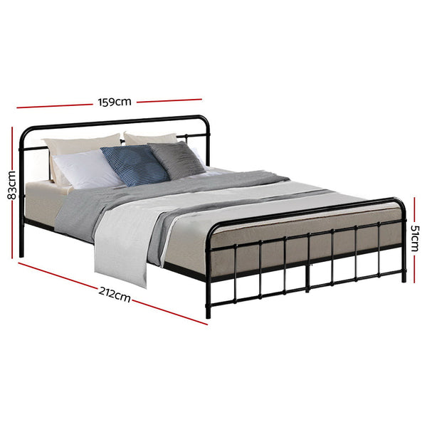 Queen Bed Frames Artiss Leo Metal Bed Frame Queen (Black)