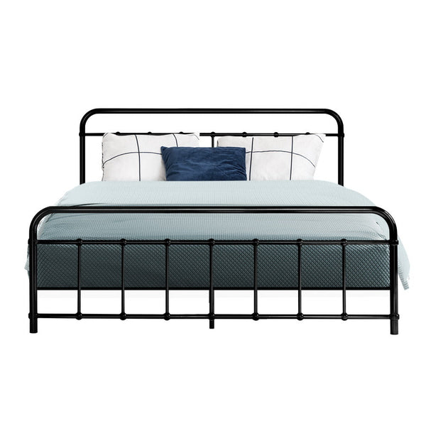 Artiss Leo Metal Bed Frame - Queen (Black)