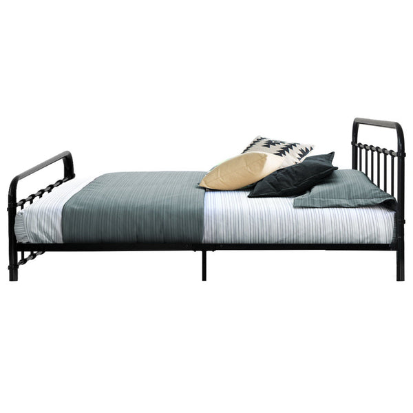 Artiss Leo Metal Bed Frame - Queen (Black)