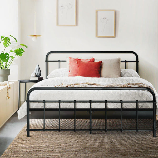 Queen Bed Frames Artiss Leo Metal Bed Frame Queen (Black)