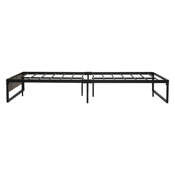 King Single Bed Frames Artiss Metal Bed Frame King Single Size Wooden Mattress Base Platform Black Oslo