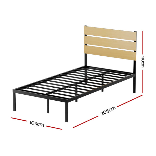 King Single Bed Frames Artiss Bed Frame King Single Size Metal Base Mattress Platform Foundation Paula