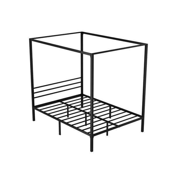 Artiss Bed Frame Metal Four-Poster Platform Base Double Size Black Pochy