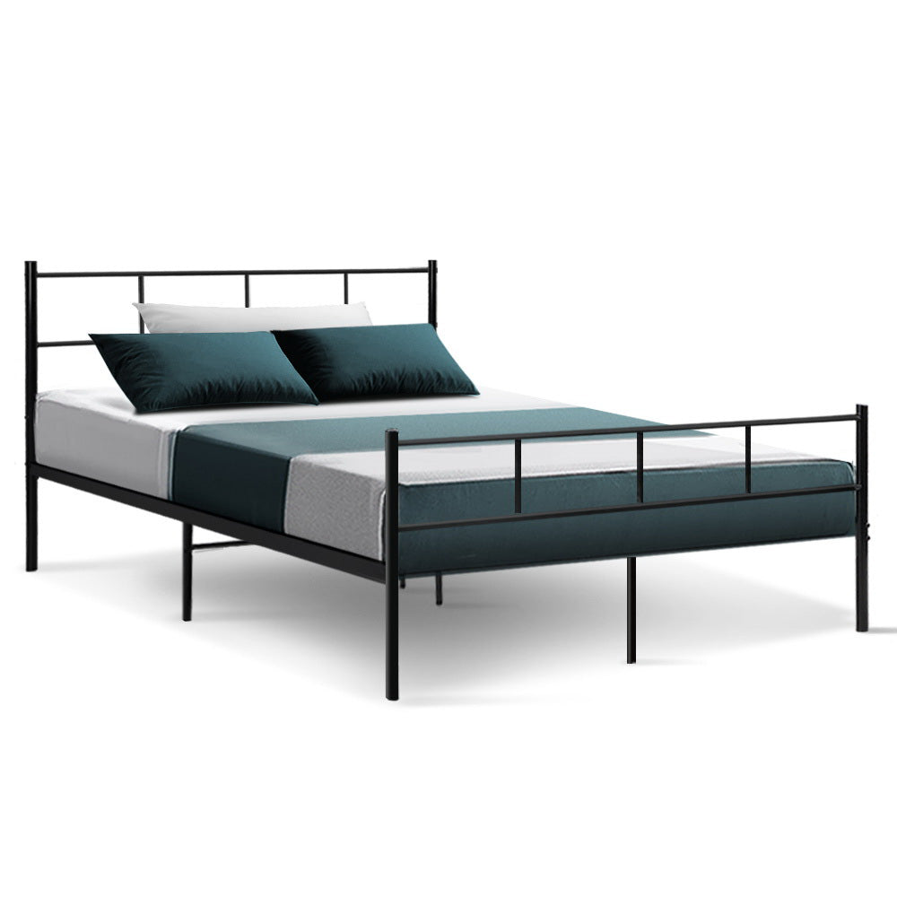 Double Bed Frames Artiss Metal Bed Frame Double Size Platform Foundation Mattress Base Sol Black