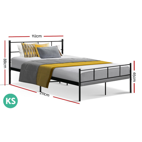 King Single Bed Frames Artiss Metal Bed Frame King Single Size Platform Foundation Mattress Base Sol