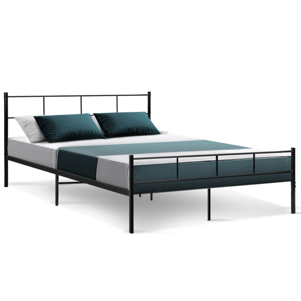 Queen Bed Frames Artiss Metal Bed Frame Queen Size Platform Foundation Mattress Base Sol Black