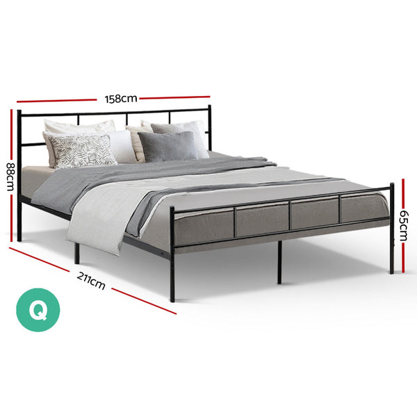 Queen Bed Frames Artiss Metal Bed Frame Queen Size Platform Foundation Mattress Base Sol Black