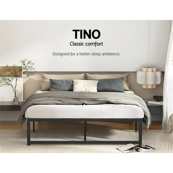 Queen Bed Frames Artiss Bed Frame Metal Platform Queen Size Base Mattress Black Tino