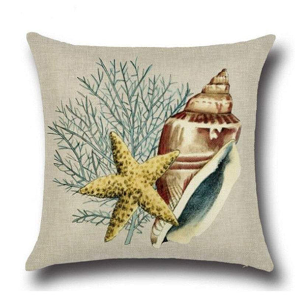 Cushions & Decorative Pillows Pillowcases Mediterranean Style Blue Ocean Sailing Seaman Conch Octopus Theme Seashell Pattern Square Cotton Throw Cover