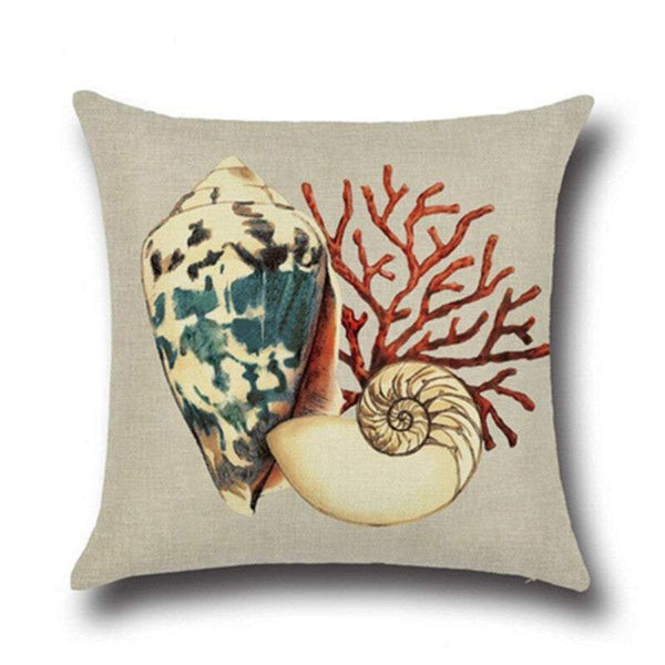 Cushions & Decorative Pillows Pillowcases Mediterranean Style Blue Ocean Sailing Seaman Conch Octopus Theme Seashell Pattern Square Cotton Throw Cover