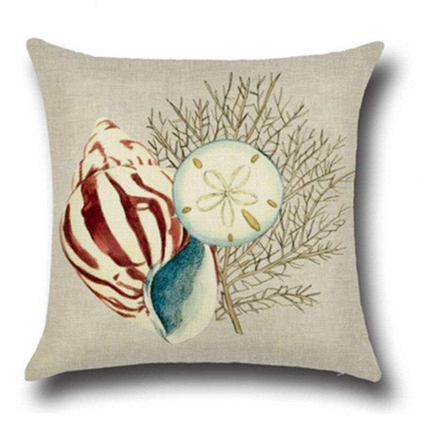 Cushions & Decorative Pillows Pillowcases Mediterranean Style Blue Ocean Sailing Seaman Conch Octopus Theme Seashell Pattern Square Cotton Throw Cover