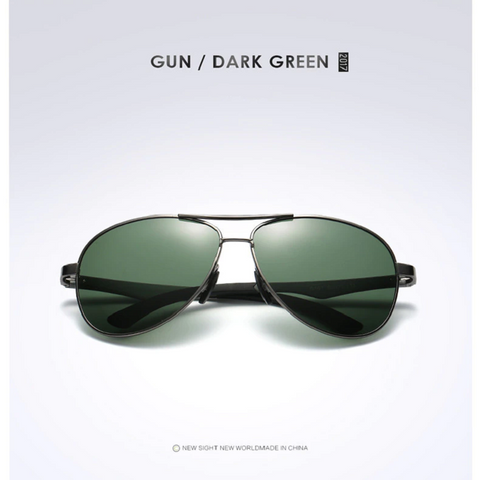 Men Polarized Uv 400 Metal Framed Aviator Sunglasses Green