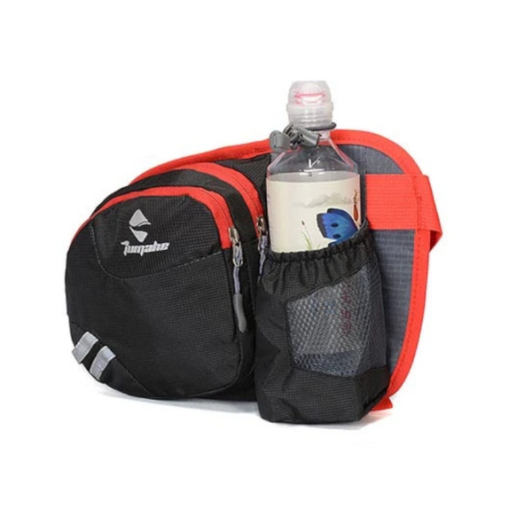Men Women Multifunctional Running Waist Package Waterproof Nylon Bottle Bag Orange