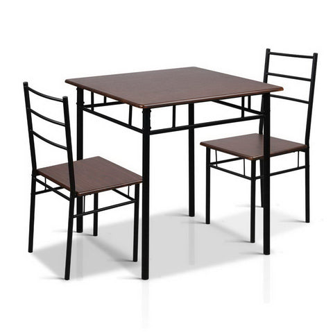 Dining Sets Artiss Metal Table And Chairs Walnut Black Industrial Design Particle Board