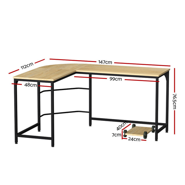 Home Office Desks Artiss Corner Computer Desk L Shaped Student Home Office Study Table Oak