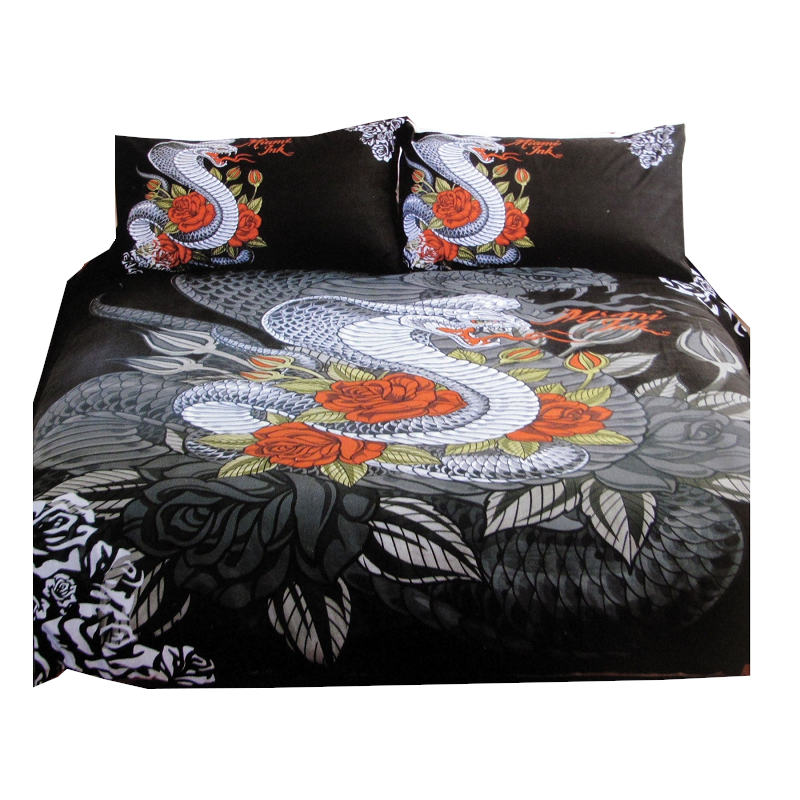 Quilt Covers Miami Ink Cobra Black Quilt Cover Set Single