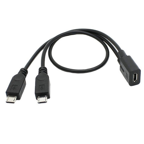 Micro Usb 2.0 Splitter Y 1 Female To Male Data Charge Cable Extension Cord