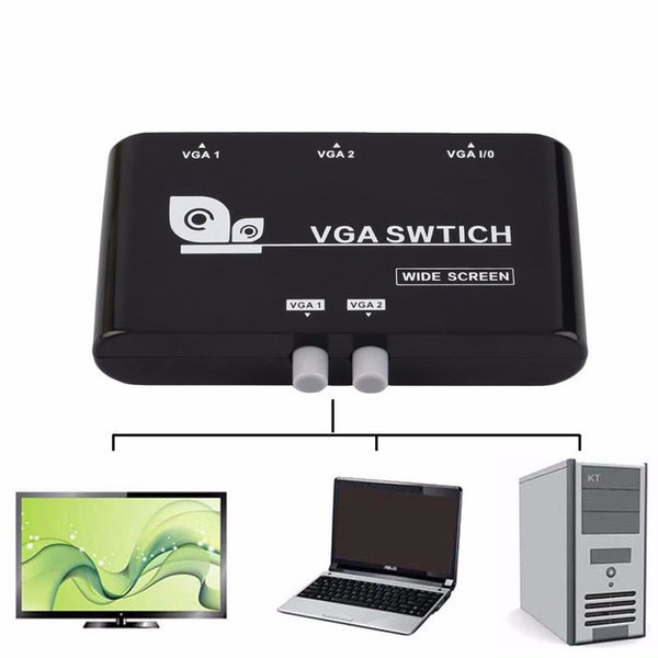 Monitor/AV Cables & Adapters Mini 2 Port Vga Selector Box Multiple Inputs Vgasvga Manual Sharing Switch Switcher For Lcd Pc Laptop