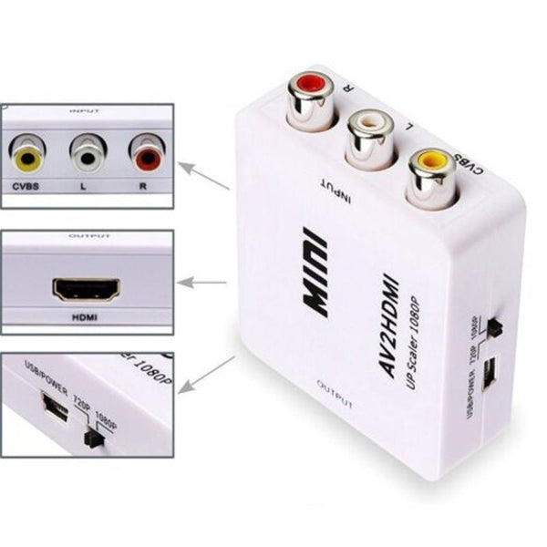 USB Cables, Hubs & Adapters Mini Av To Hdmi Video Converter Box Av2hdmi Rca Cvbs Adapter White