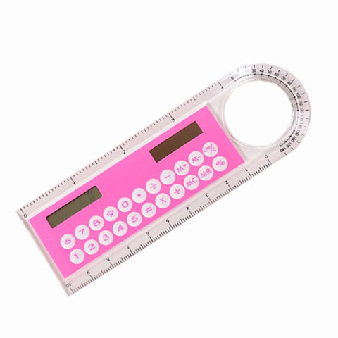 Mini Calculator Magnifier Multifunction 10Cm Ultrathin Ruler Student Office Stationery Supply