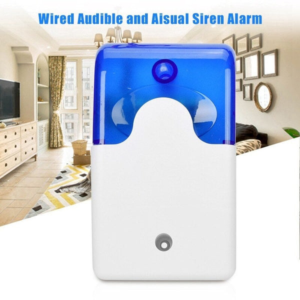 Sirens Mini Wired Strobe Siren Sound Alarm Flashing Red Light For Home Security Protect System 110Db Blue