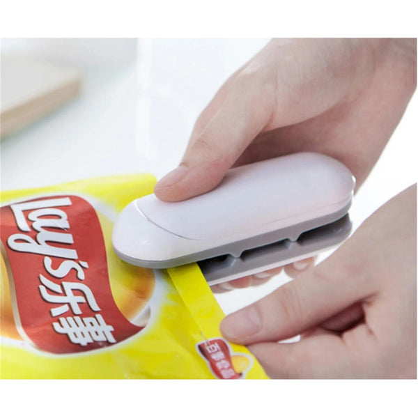 Mini Portable Thermal Sealer Food Plastic Bag Hand Pressure Grey