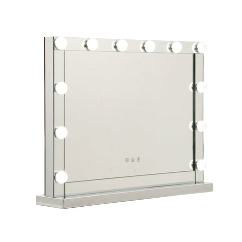 Makeup Mirrors Embellir Hollywood Makeup Mirror With Light 12 Led Bulbs Vanity Lighted Silver 58Cm X 46Cm