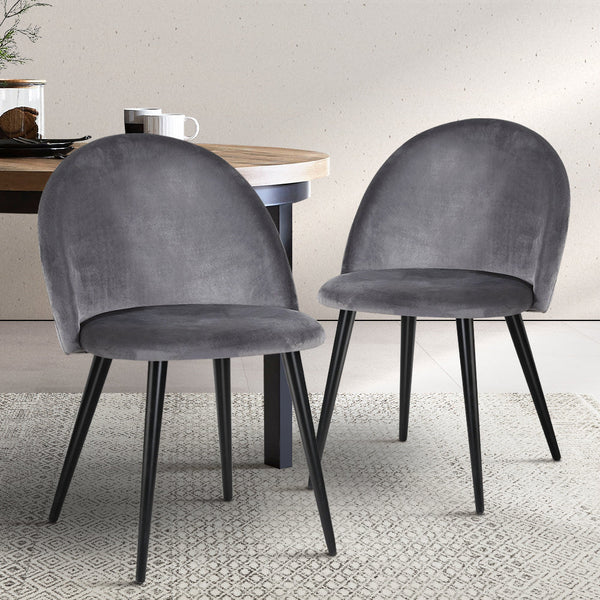 Dining Chairs Artiss Set Of 2 Velvet Modern Dining Chair Dark Grey