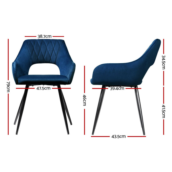 3D Printer Parts Artiss Set Of 2 Caitlee Dining Chairs Kitchen Velvet Upholstered Blue