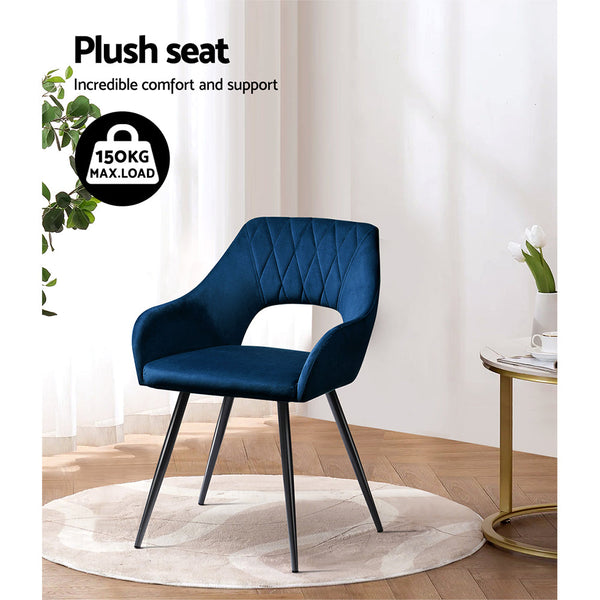 3D Printer Parts Artiss Set Of 2 Caitlee Dining Chairs Kitchen Velvet Upholstered Blue