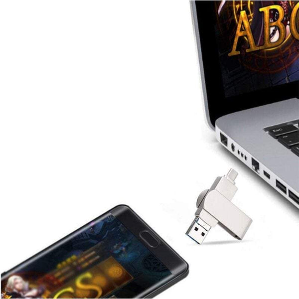 USB Flash Drives Routers Modems Mobile Phone Usb Flash Drive 3 In 1 Metal Gift Pass Through Portable 128Gb