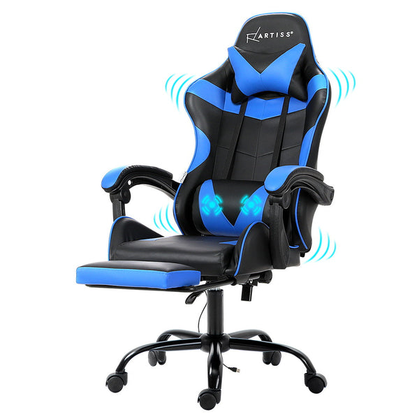 Artiss Gaming Chairs Massage Racing Recliner Leather Office Footrest