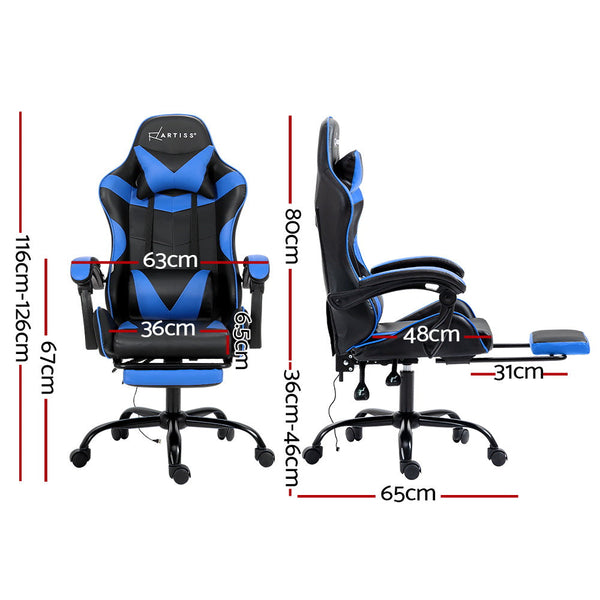 Artiss Gaming Chairs Massage Racing Recliner Leather Office Footrest
