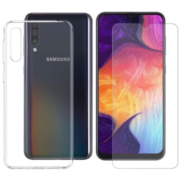 Screen Protectors 2 In 1 Tempered Glass Film And Tpu Case For Samsung Galaxy A50 Transparent