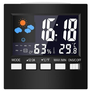 Weather Stations Multi Function Electronic Weather Temperature Humidity Clock Black