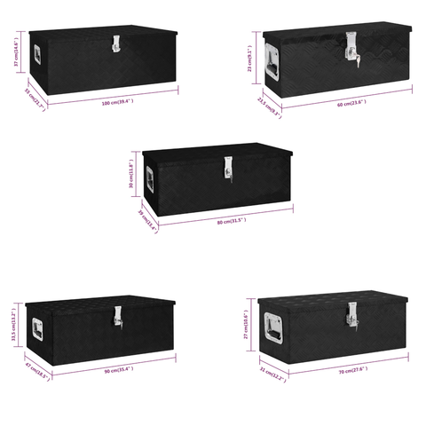 Multi-Purpose Black Aluminium Trailer Storage Box