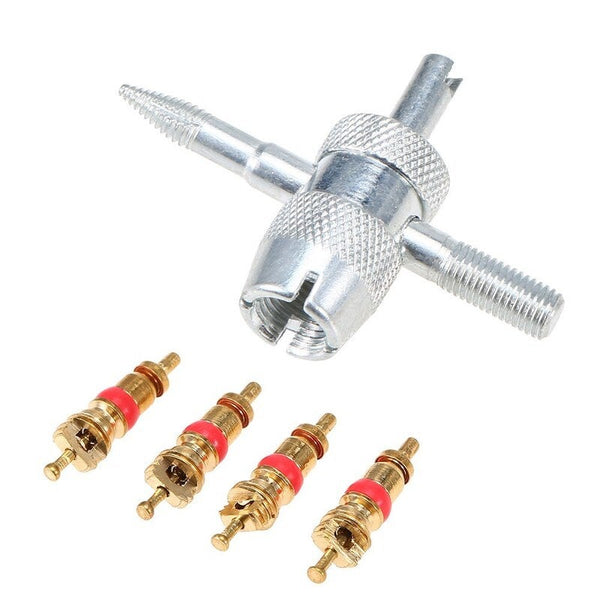 Valve Stems, Caps 1 Set Copper Valve Core With 5 In 1 Stem Removal Tire Repair Tool